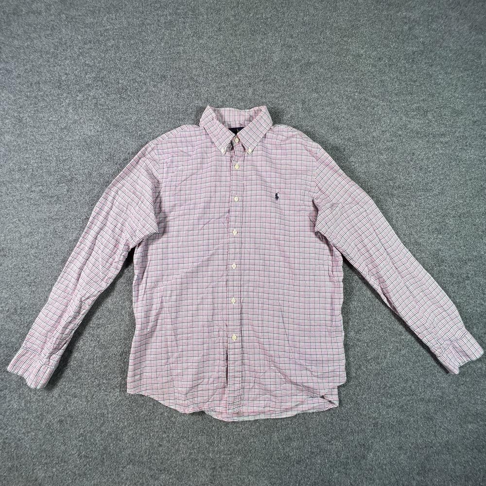Ralph Lauren Button-Down Shirt Men's XL Pink Cotton Gingham Preppy Career Pony